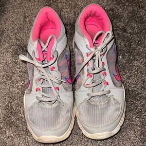 Nike Gray and Pink Athletic Shoes with Mesh Upper